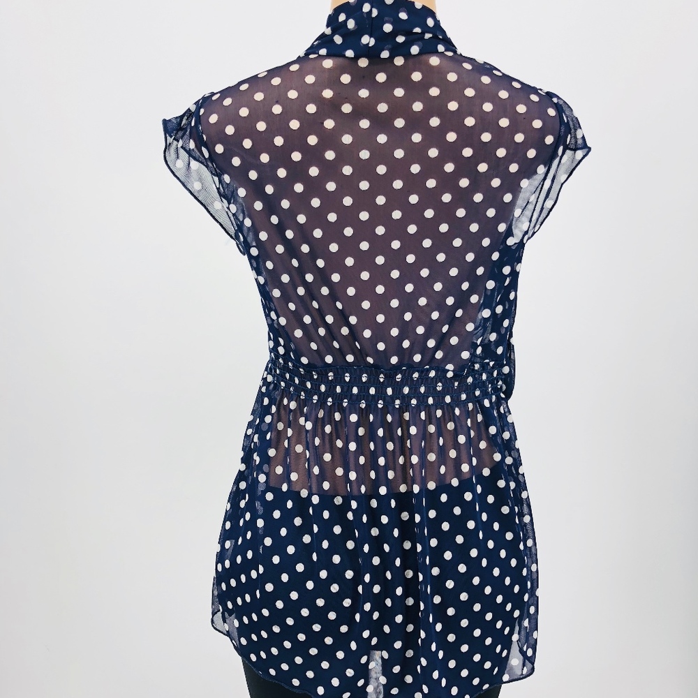 4 for $25 SALE!!!! Sheer Polka Dot V-neck Blouse - Picture 4 of 6